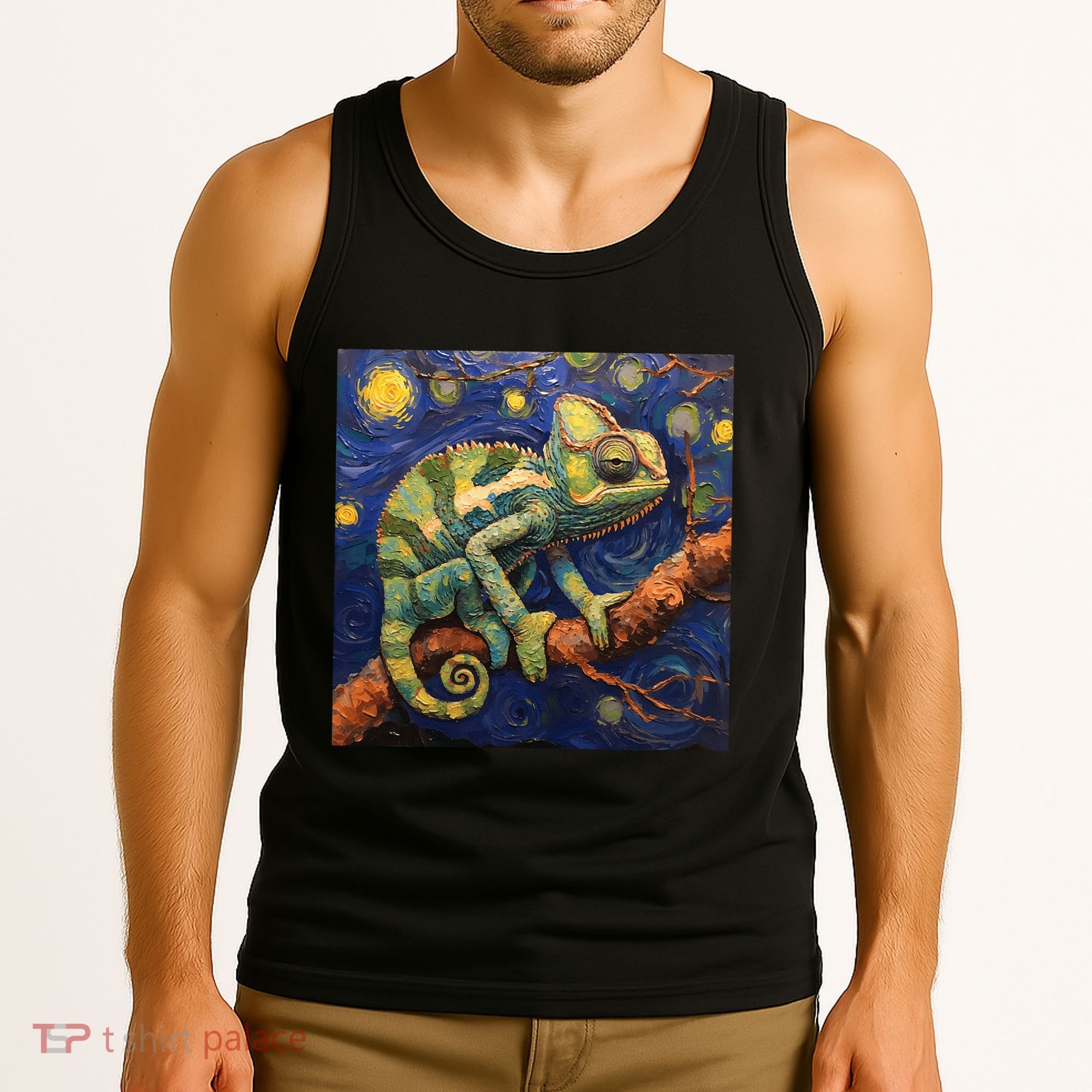 Chameleon Van Gogh Style Starry Night Tank Top