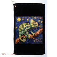 Chameleon Van Gogh Style Starry Night Golf Towel thumb 0