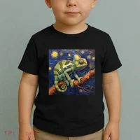Chameleon Van Gogh Style Starry Night Toddler T-Shirt thumb 2