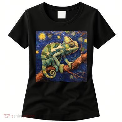 Chameleon Van Gogh Style Starry Night Women's T-Shirt