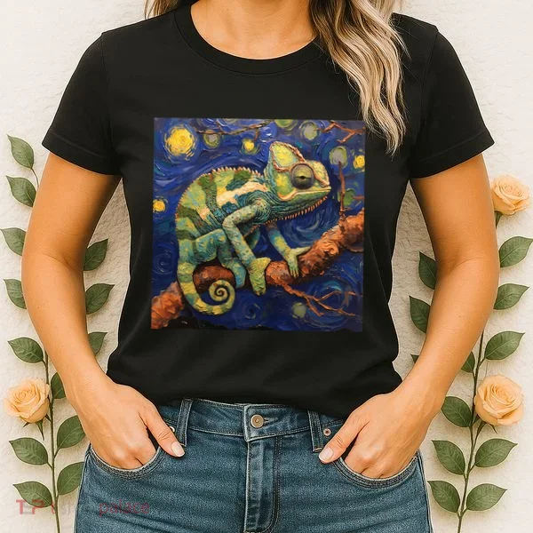 Chameleon Van Gogh Style Starry Night Women's T-Shirt