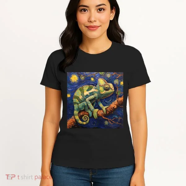 Chameleon Van Gogh Style Starry Night Women's T-Shirt