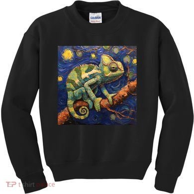 Chameleon Van Gogh Style Starry Night Kids Sweatshirt
