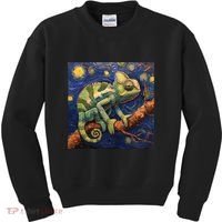 Chameleon Van Gogh Style Starry Night Kids Sweatshirt thumb 0