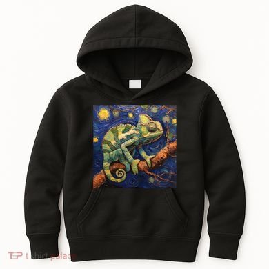 Chameleon Van Gogh Style Starry Night Kids Hoodie
