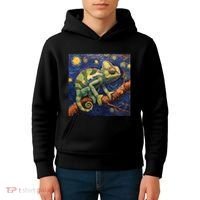 Chameleon Van Gogh Style Starry Night Kids Hoodie thumb 4