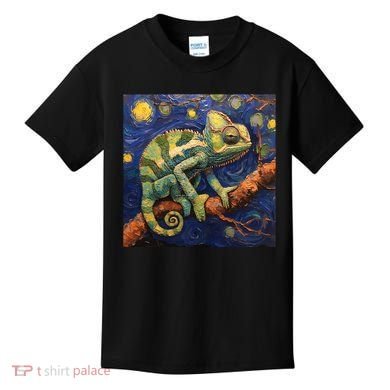 Chameleon Van Gogh Style Starry Night Kids T-Shirt