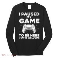 Cool Video Gamer For Men Kids Game Paused Gaming Gamers Long Sleeve Shirt thumb 0