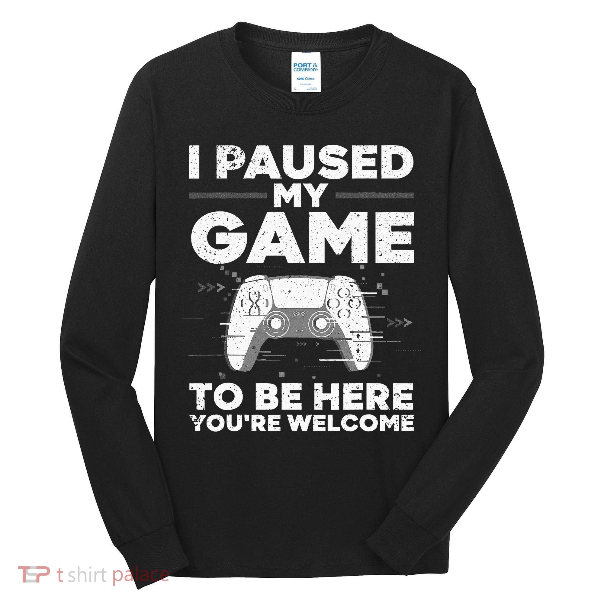 Cool Video Gamer For Men Kids Game Paused Gaming Gamers Tall Long Sleeve Shirt