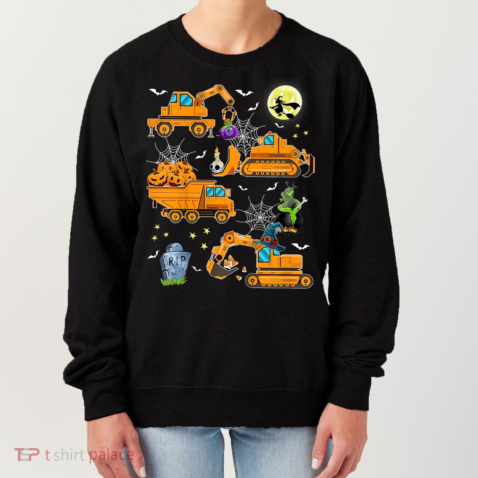Construction Vehicle Halloween Crane Truck Pumpkin Boys Women's Sweatshirt