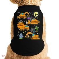 Construction Vehicle Halloween Crane Truck Pumpkin Boys Doggie Tank thumb 0
