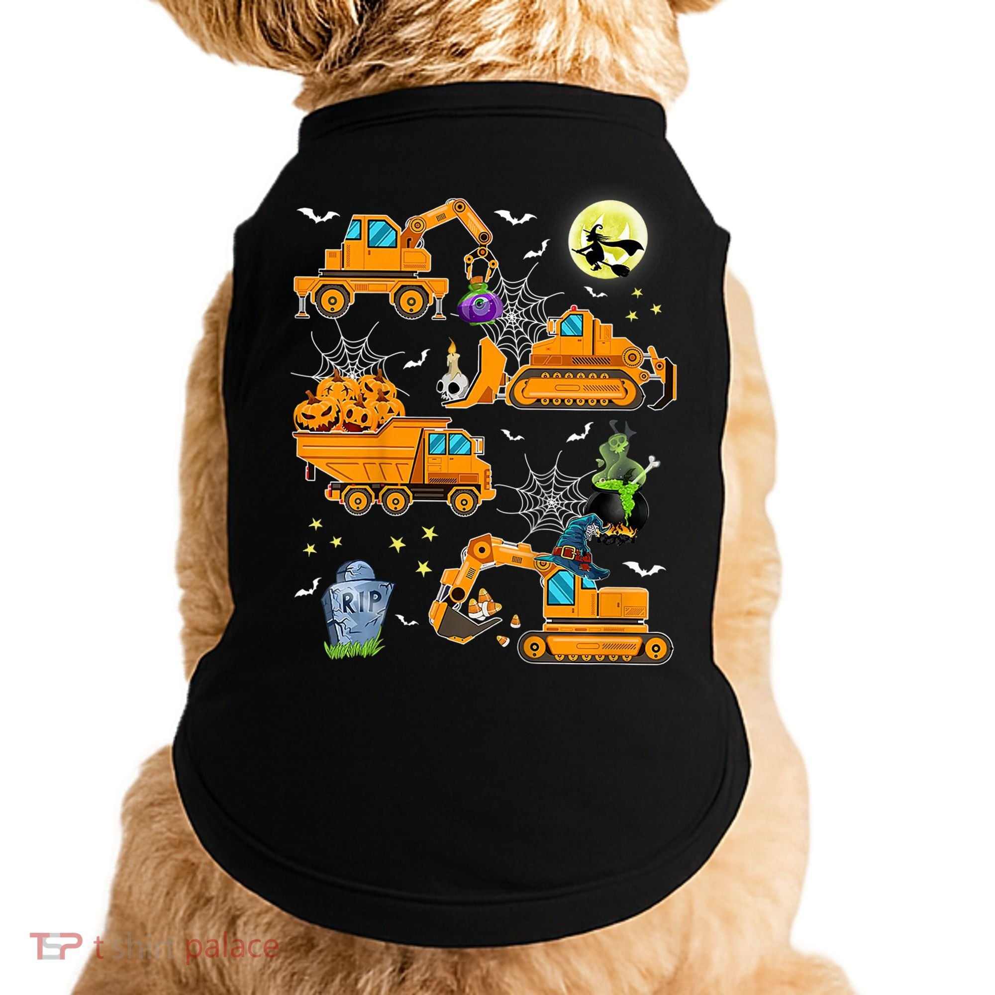 Construction Vehicle Halloween Crane Truck Pumpkin Boys Doggie Tank