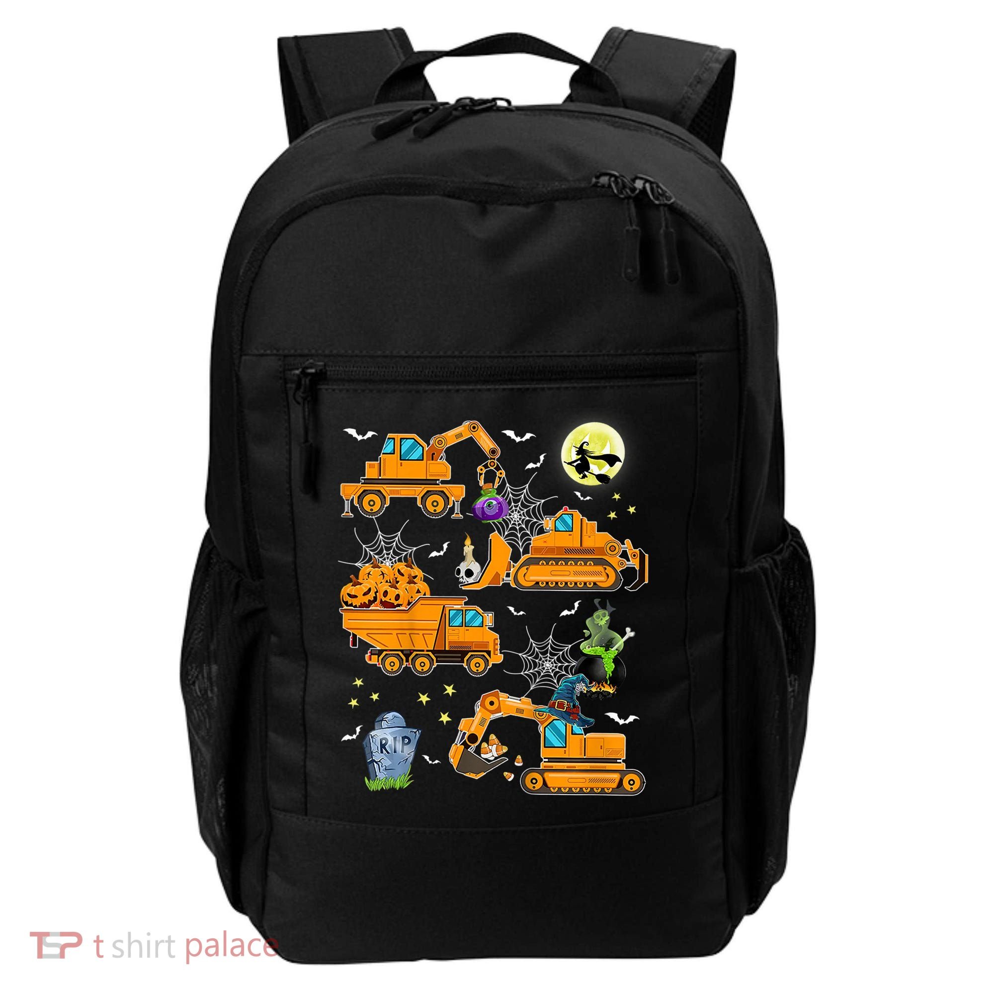 Construction Vehicle Halloween Crane Truck Pumpkin Boys Backpack
