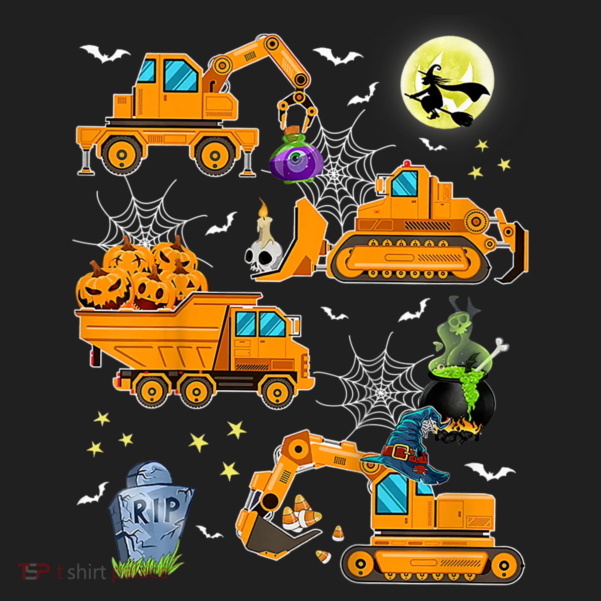 Construction Vehicle Halloween Crane Truck Pumpkin Boys Beanie