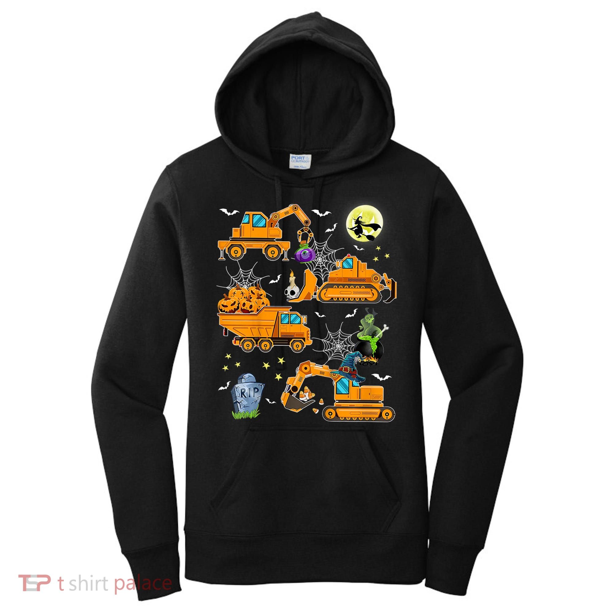 Construction Vehicle Halloween Crane Truck Pumpkin Boys Women's Hoodie