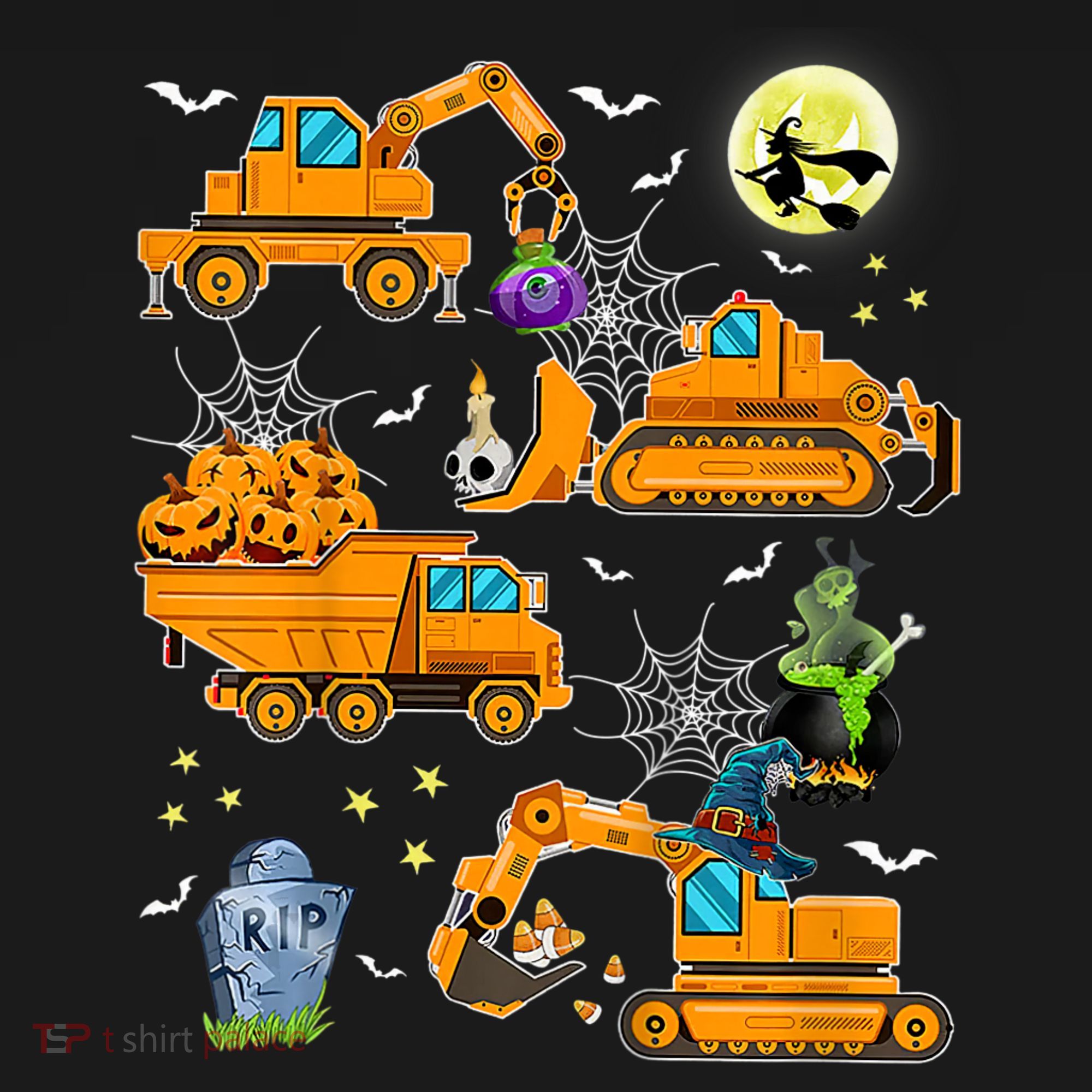 Construction Vehicle Halloween Crane Truck Pumpkin Boys Women's Hoodie
