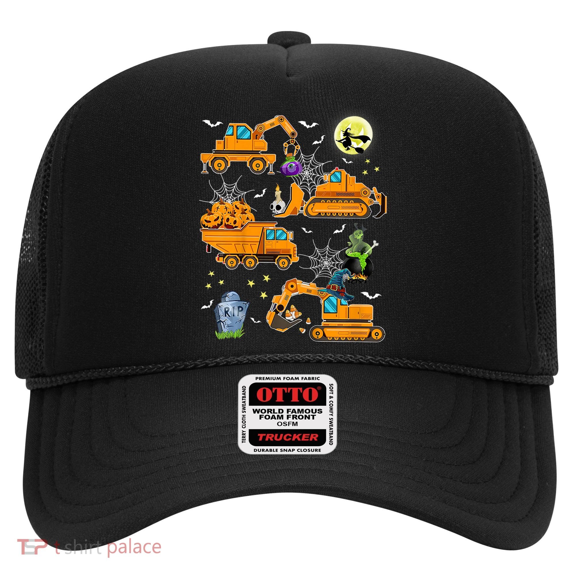 Construction Vehicle Halloween Crane Truck Pumpkin Boys Hat