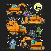 Construction Vehicle Halloween Crane Truck Pumpkin Boys Golf Towel thumb 3