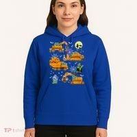Construction Vehicle Halloween Crane Truck Pumpkin Boys Hoodie thumb 5