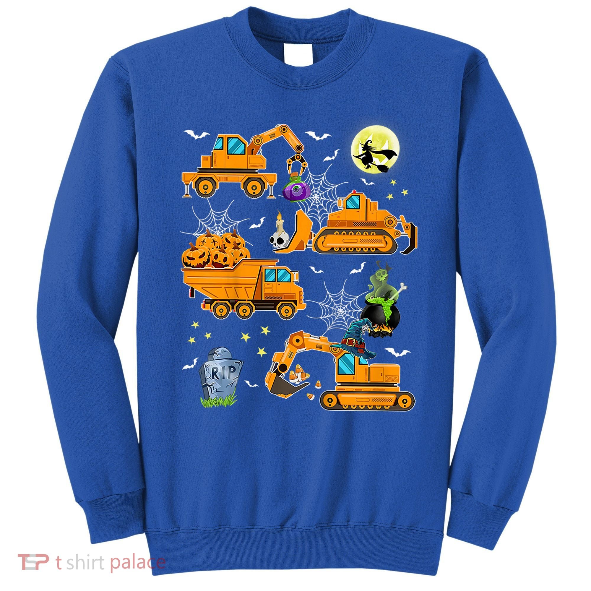 Construction Vehicle Halloween Crane Truck Pumpkin Boys Sweatshirt
