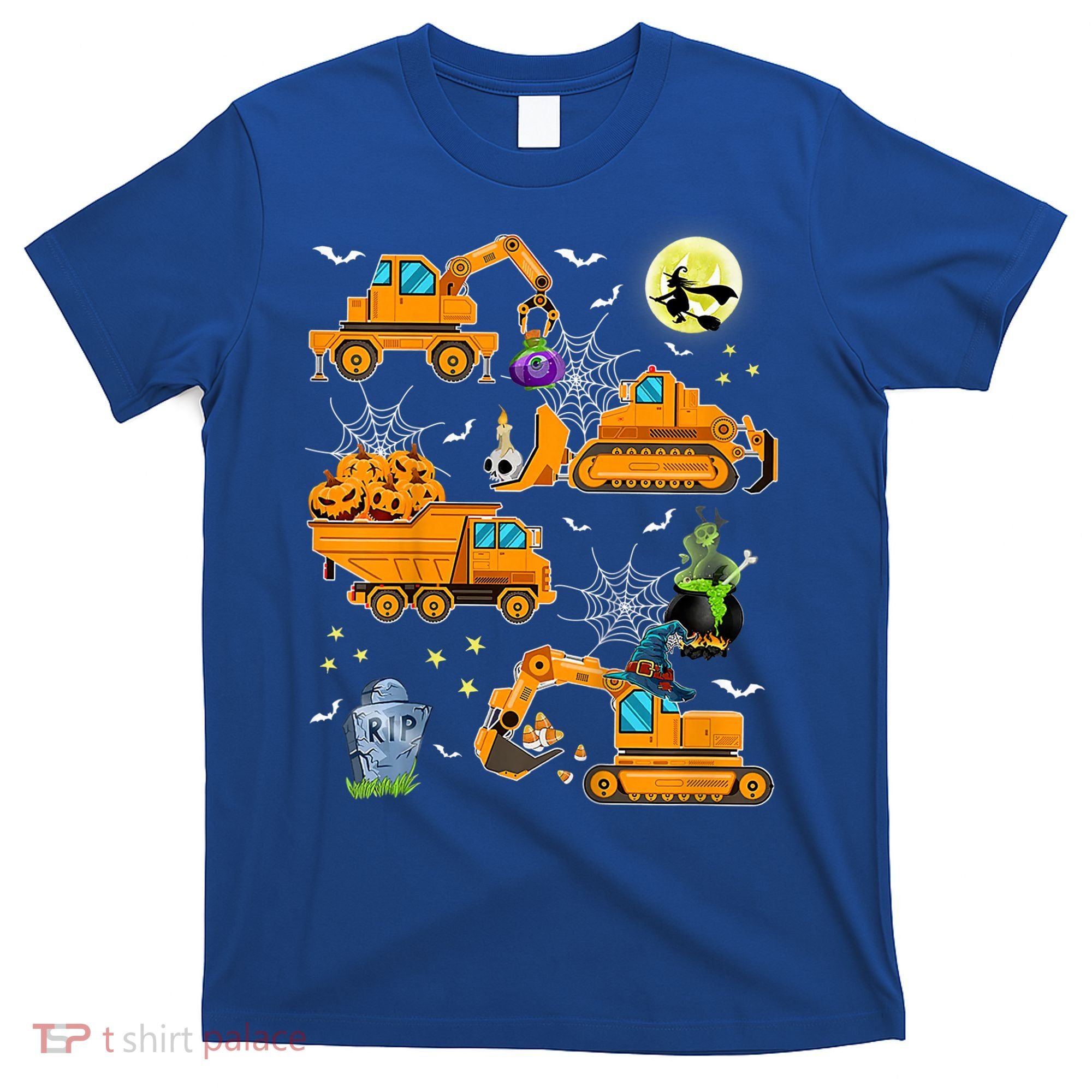 Construction Vehicle Halloween Crane Truck Pumpkin Boys T-Shirt