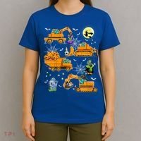 Construction Vehicle Halloween Crane Truck Pumpkin Boys T-Shirt thumb 4
