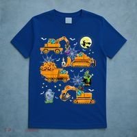 Construction Vehicle Halloween Crane Truck Pumpkin Boys T-Shirt thumb 5