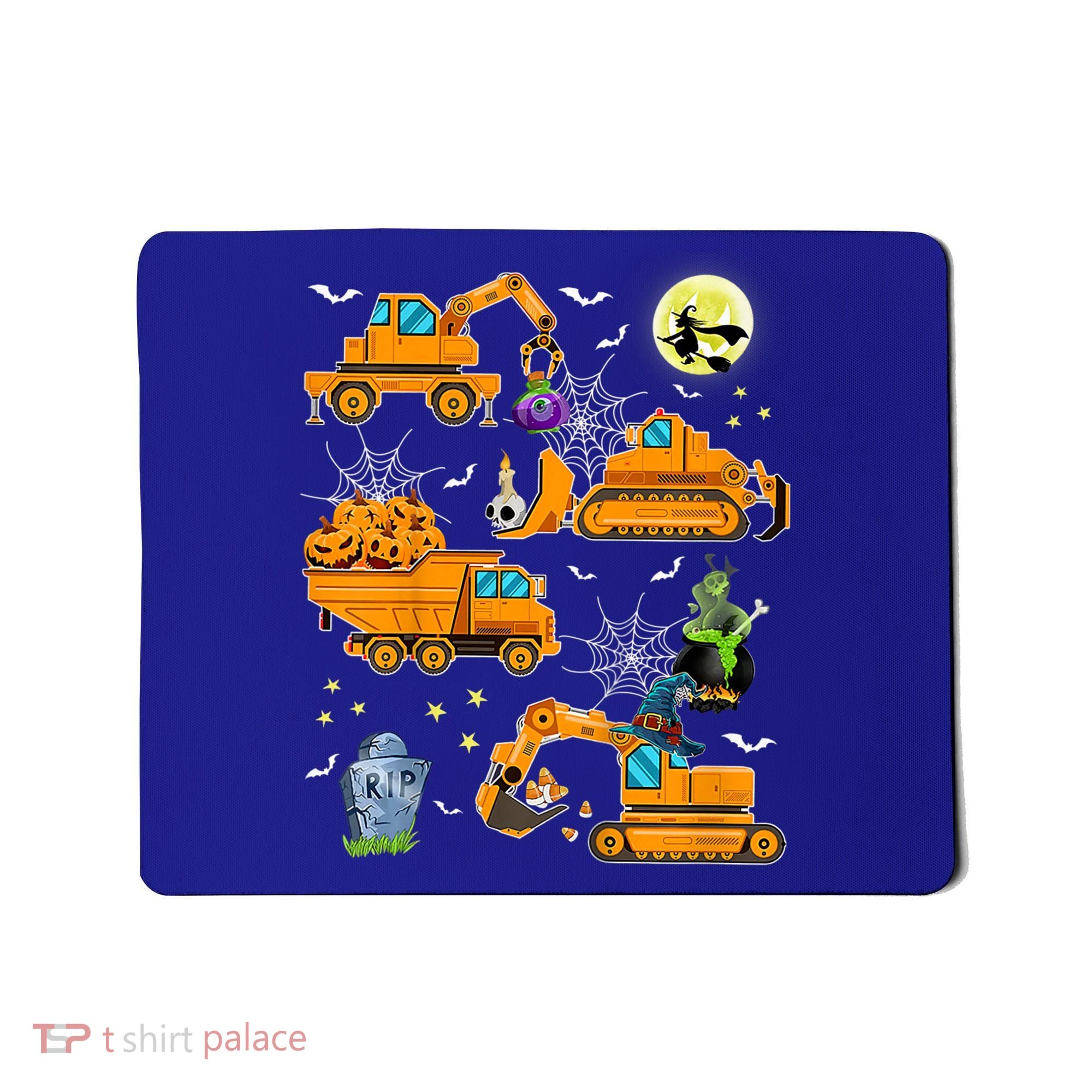 Construction Vehicle Halloween Crane Truck Pumpkin Boys Mousepad