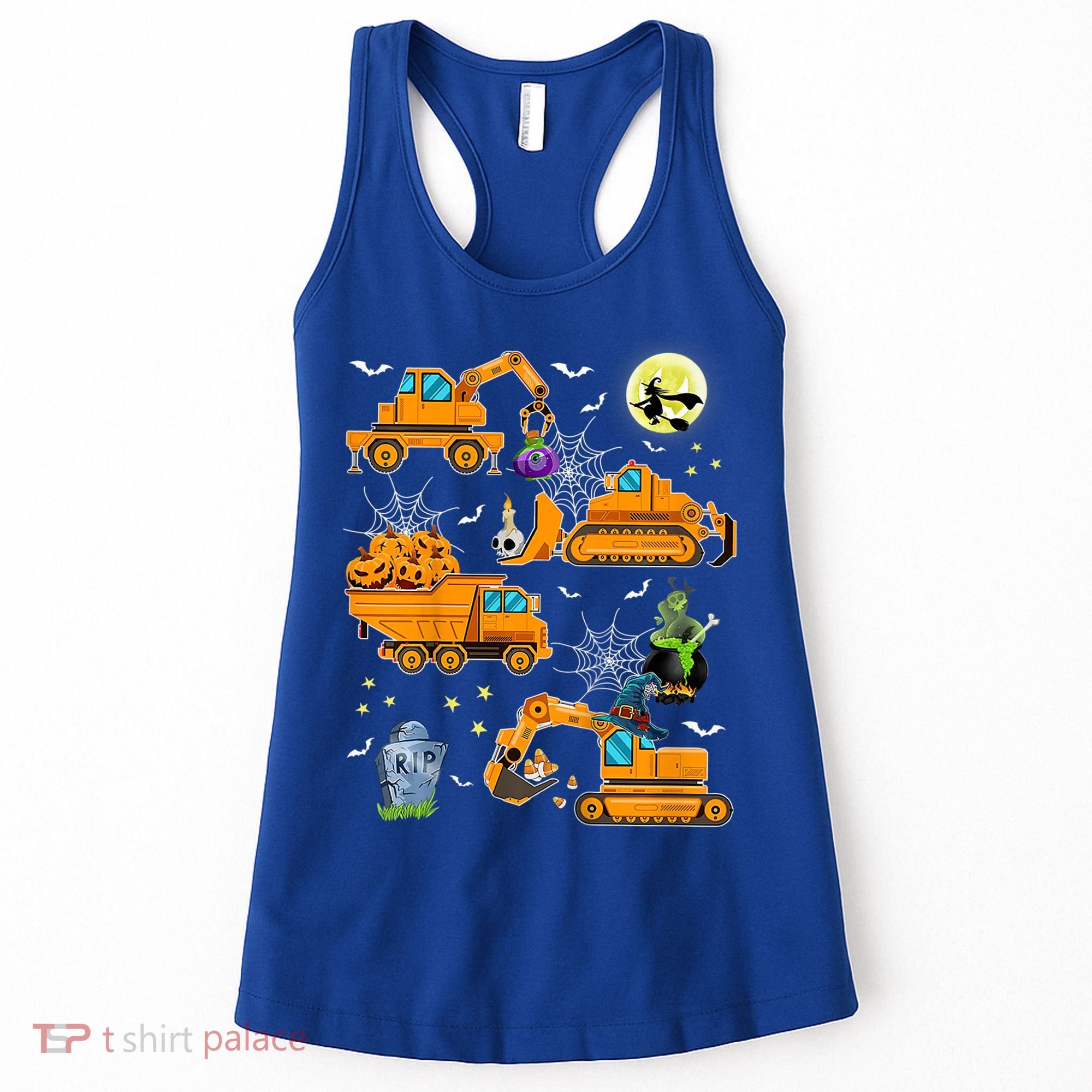 Construction Vehicle Halloween Crane Truck Pumpkin Boys Women's Tank Top