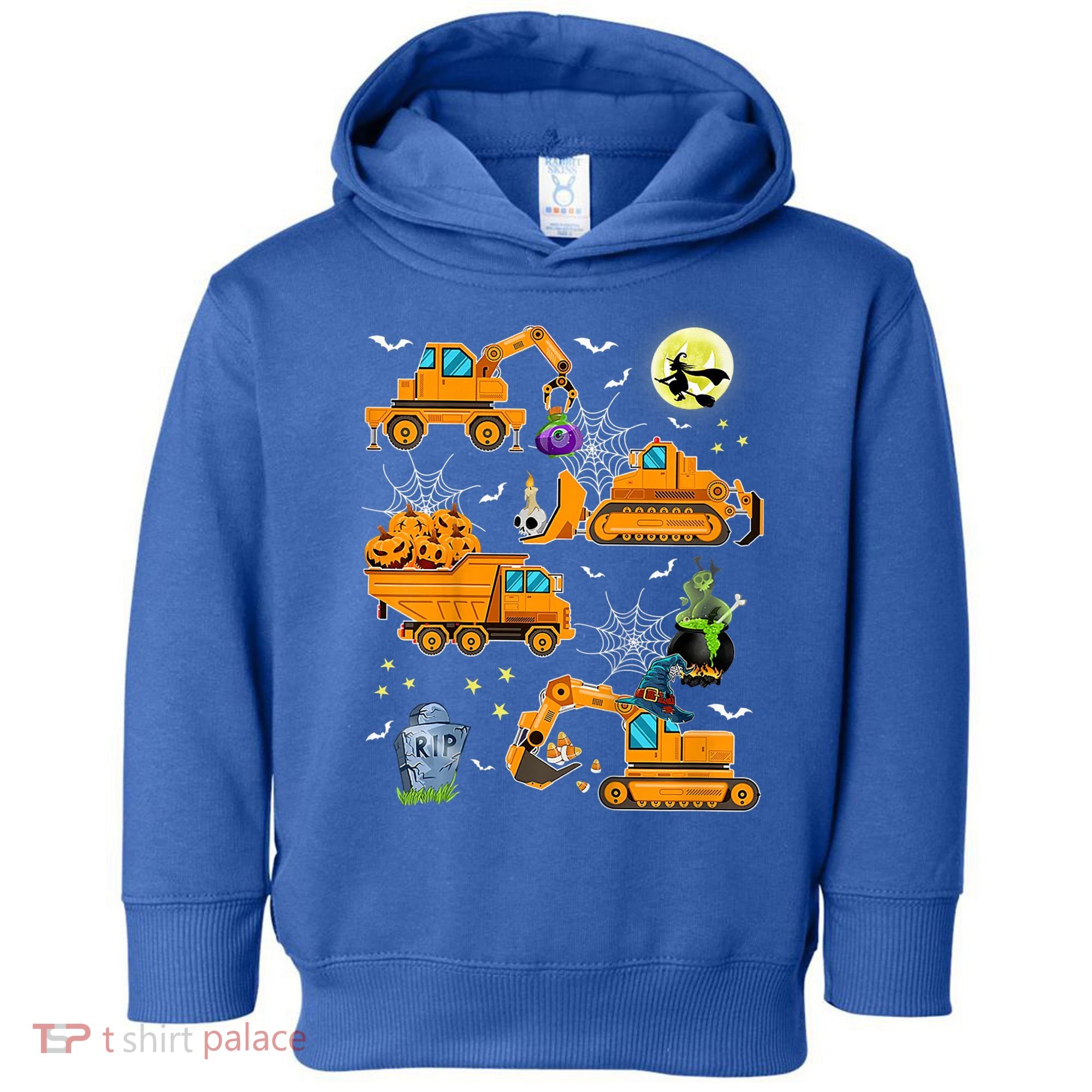 Construction Vehicle Halloween Crane Truck Pumpkin Boys Toddler Hoodie
