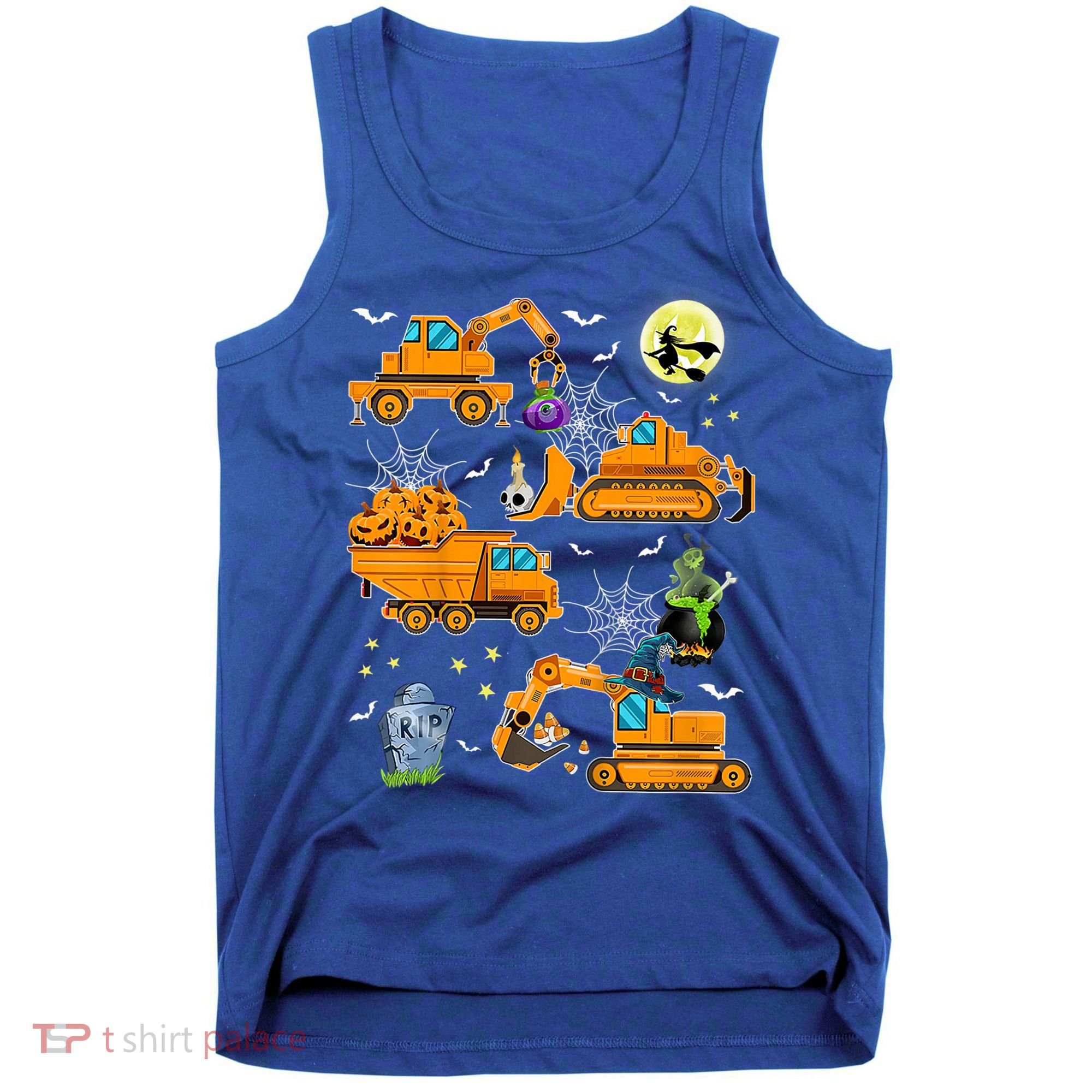 Construction Vehicle Halloween Crane Truck Pumpkin Boys Tank Top