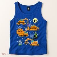 Construction Vehicle Halloween Crane Truck Pumpkin Boys Tank Top thumb 2