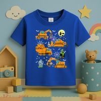 Construction Vehicle Halloween Crane Truck Pumpkin Boys Toddler T-Shirt thumb 3