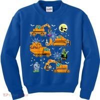 Construction Vehicle Halloween Crane Truck Pumpkin Boys Kids Sweatshirt thumb 0