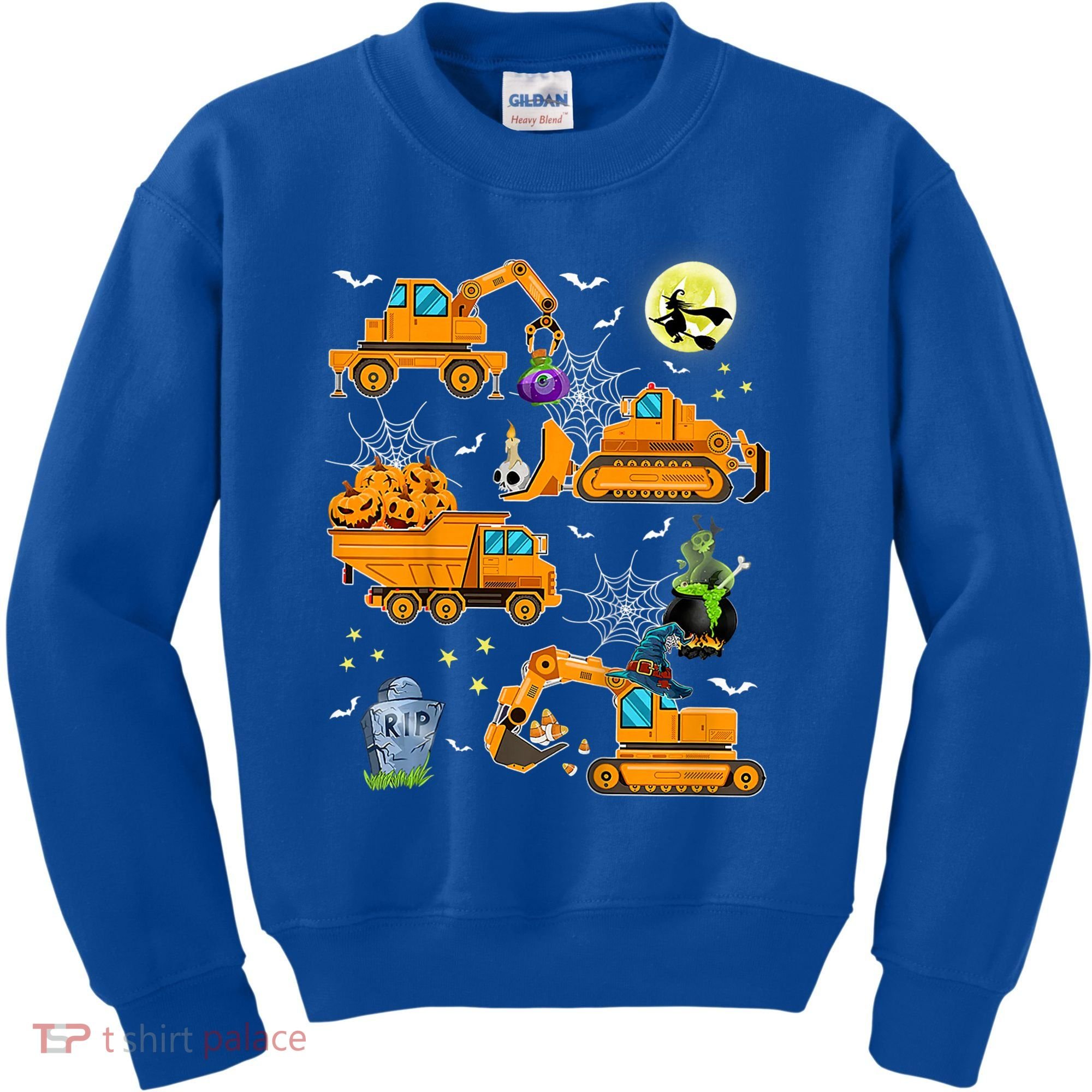Construction Vehicle Halloween Crane Truck Pumpkin Boys Kids Sweatshirt