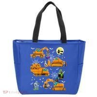 Construction Vehicle Halloween Crane Truck Pumpkin Boys Tote Bag thumb 0