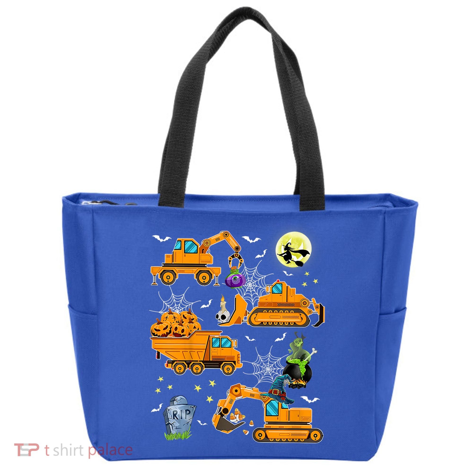 Construction Vehicle Halloween Crane Truck Pumpkin Boys Tote Bag