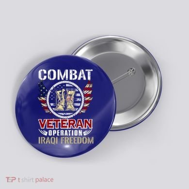 Combat Veteran Iraqi Freedom American Military Gift Button