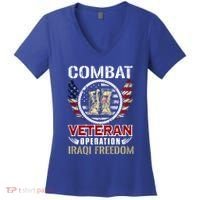 Combat Veteran Iraqi Freedom American Military Gift Women's V-Neck T-Shirt thumb 0