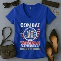 Combat Veteran Iraqi Freedom American Military Gift Women's V-Neck T-Shirt thumb 2