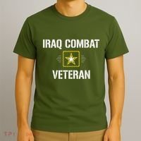 Combat Veteran Iraqi Freedom Military USA American Flag Gift T-Shirt thumb 3