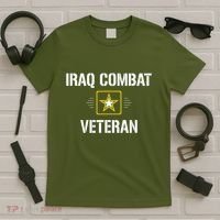 Combat Veteran Iraqi Freedom Military USA American Flag Gift T-Shirt thumb 5
