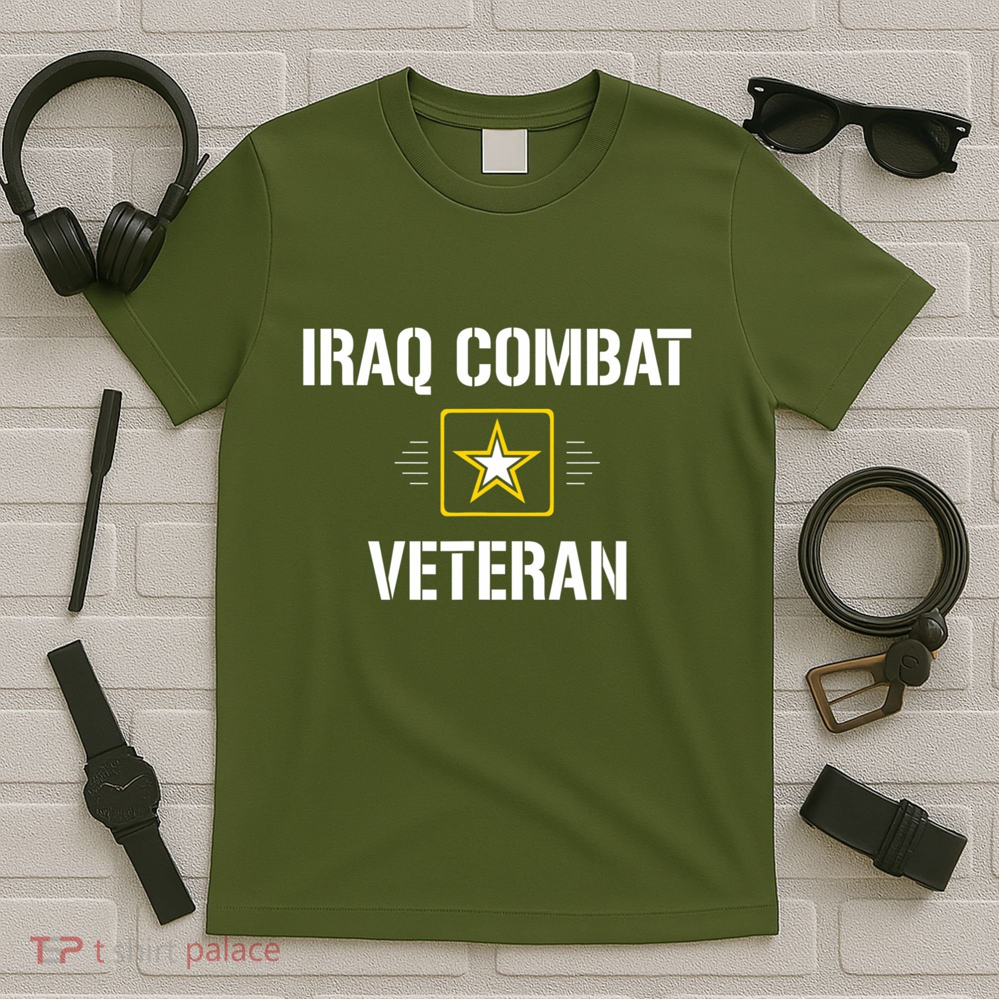 Combat Veteran Iraqi Freedom Military USA American Flag Gift T-Shirt