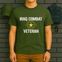 Combat Veteran Iraqi Freedom Military USA American Flag Gift T-Shirt thumb 6
