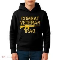 Combat Veteran Iraq For Proud American Vets Kids Hoodie thumb 4