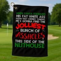Christmas Vacation Jolliest Bunch Ugly Christmas Xmas Gift Golf Towel thumb 1