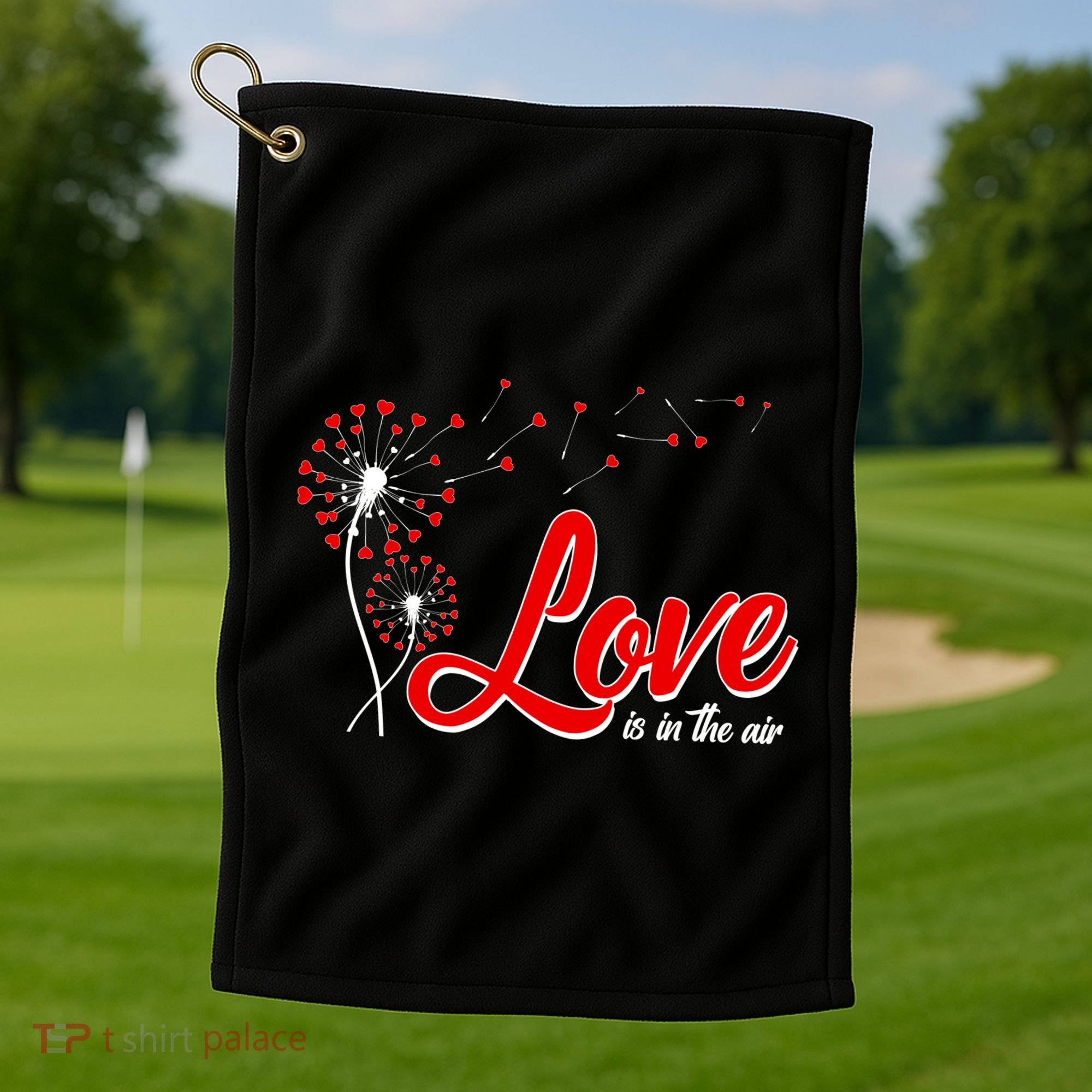 Cute Valentine Love Is In The Air Dandelions Golf Towel