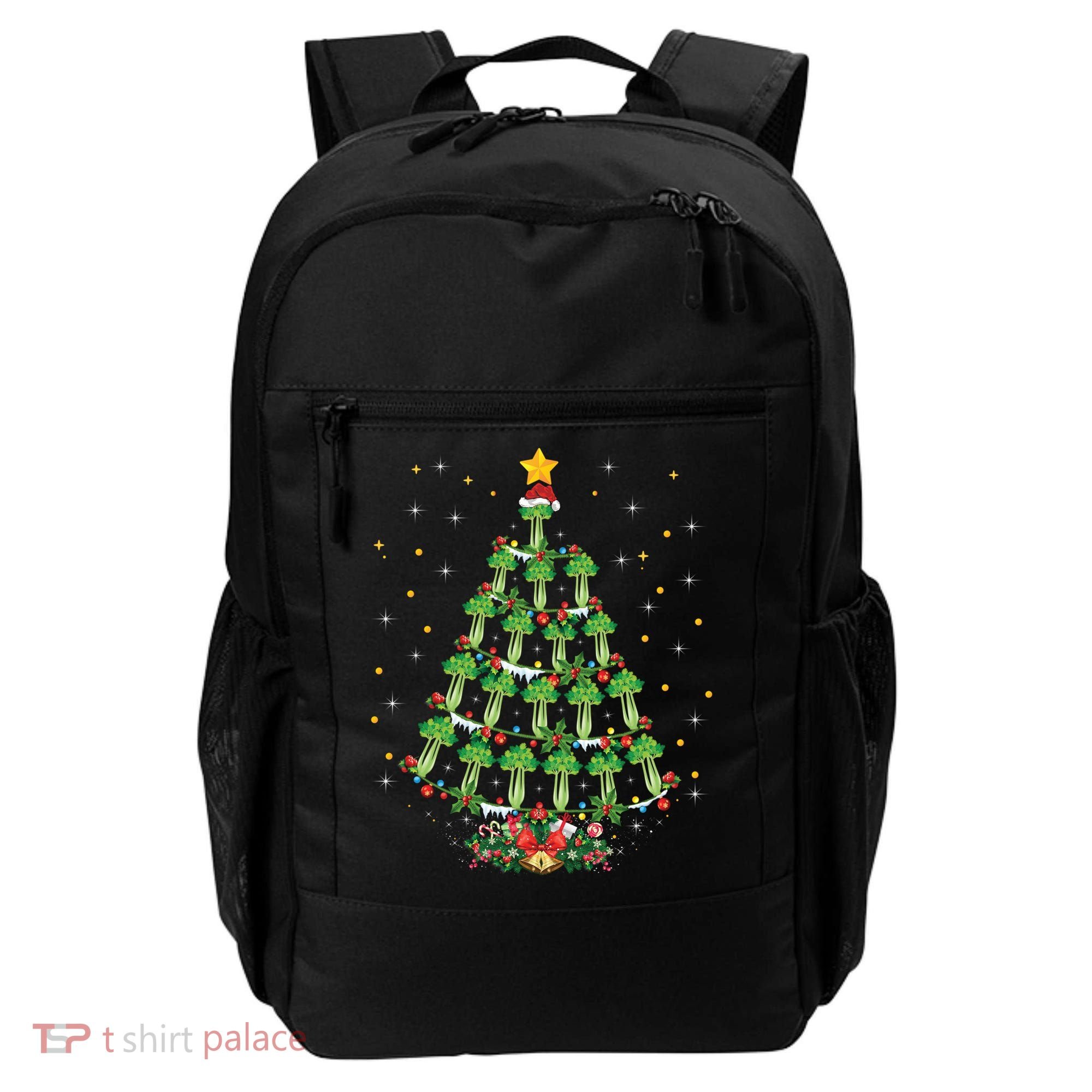 Celery Vegetable Lover Xmas Santa Hat Celery Christmas Tree Gift Backpack