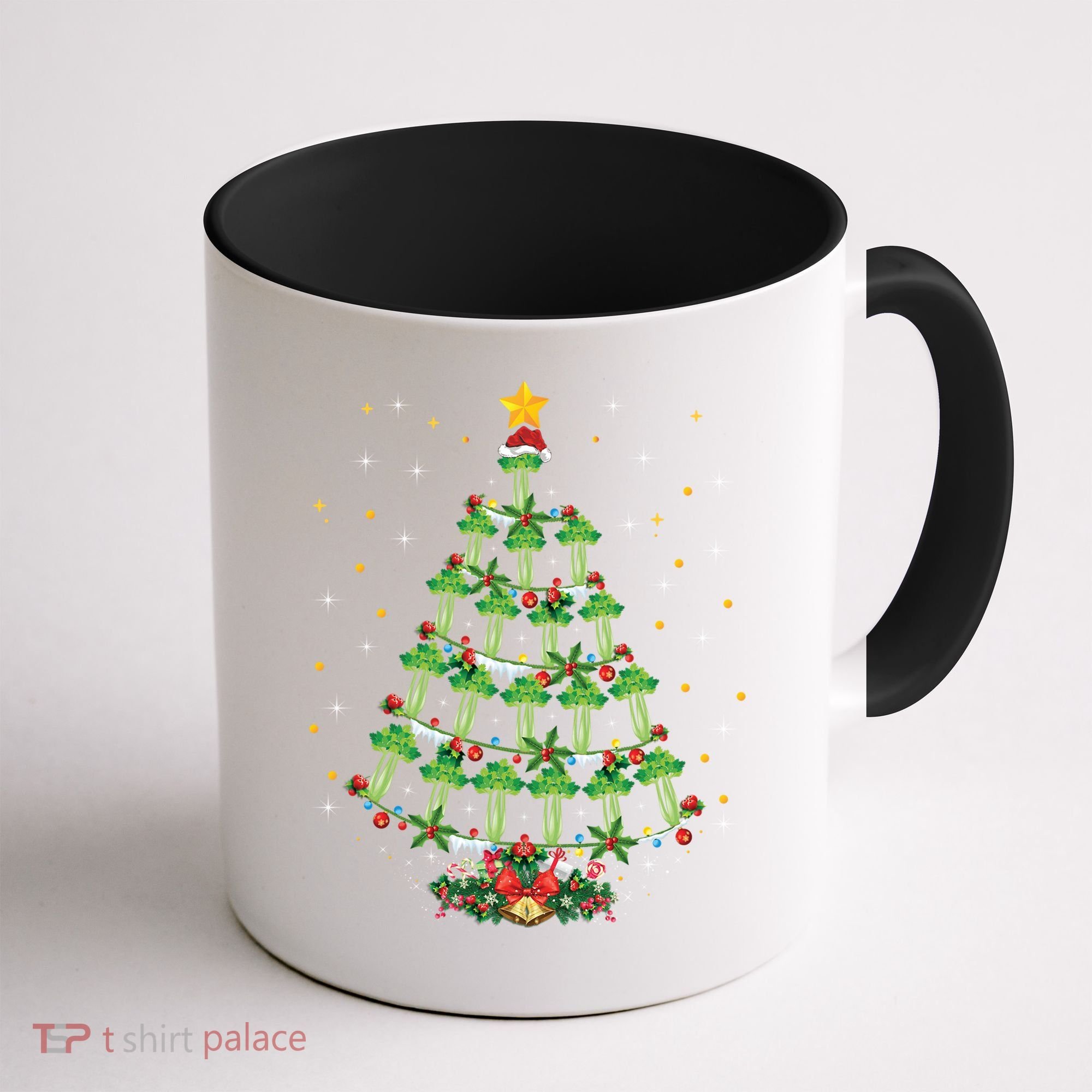 Celery Vegetable Lover Xmas Santa Hat Celery Christmas Tree Gift Coffee Mug