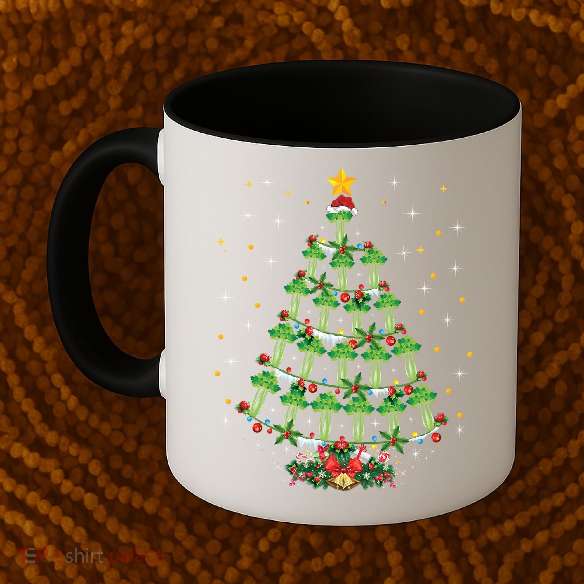 Celery Vegetable Lover Xmas Santa Hat Celery Christmas Tree Gift Coffee Mug